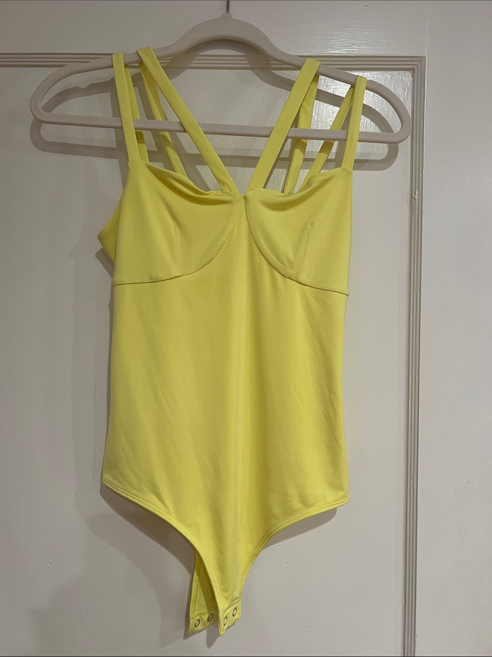 Express Sunny Yellow Strappy Bodysuit Small